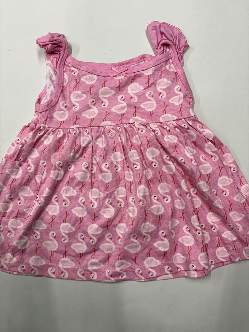 Pink flamingo Print -Baby Sleeveless Frock