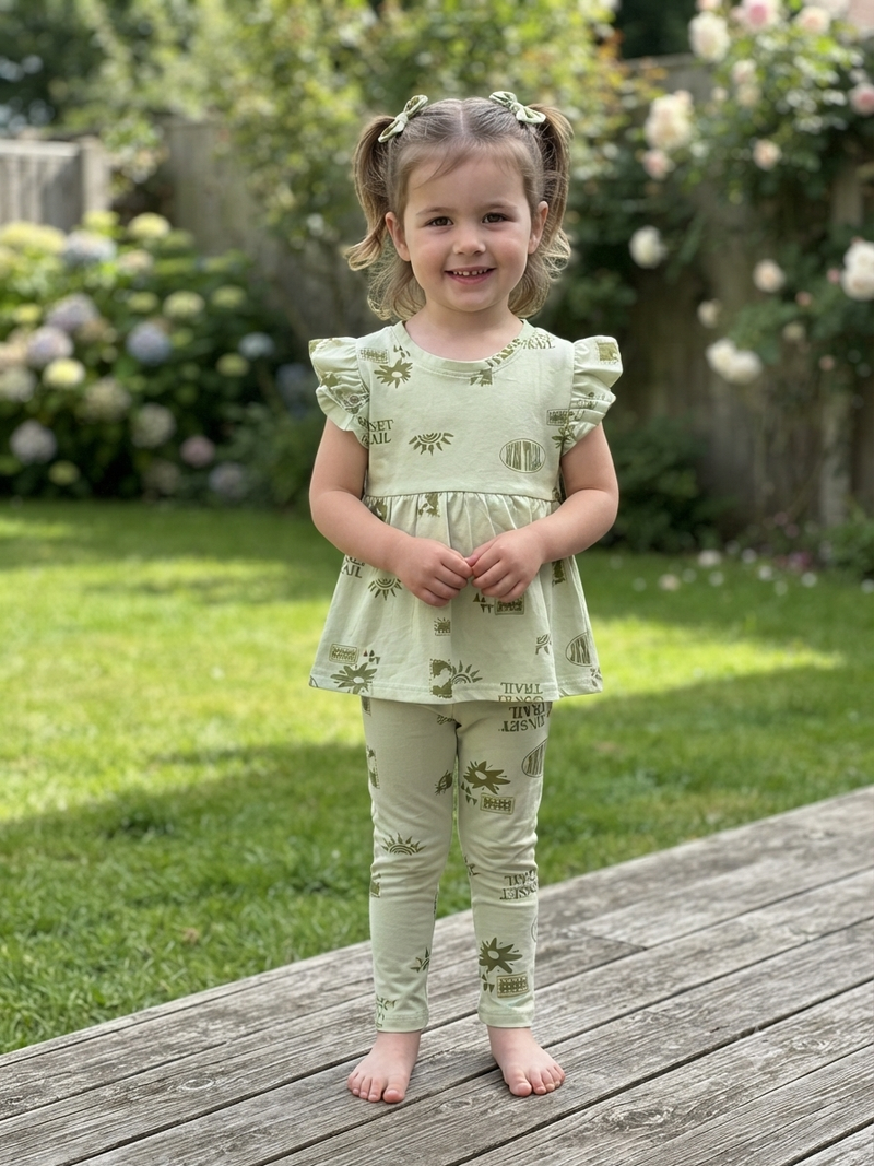 Green Peplum Co-Ord Girls Set