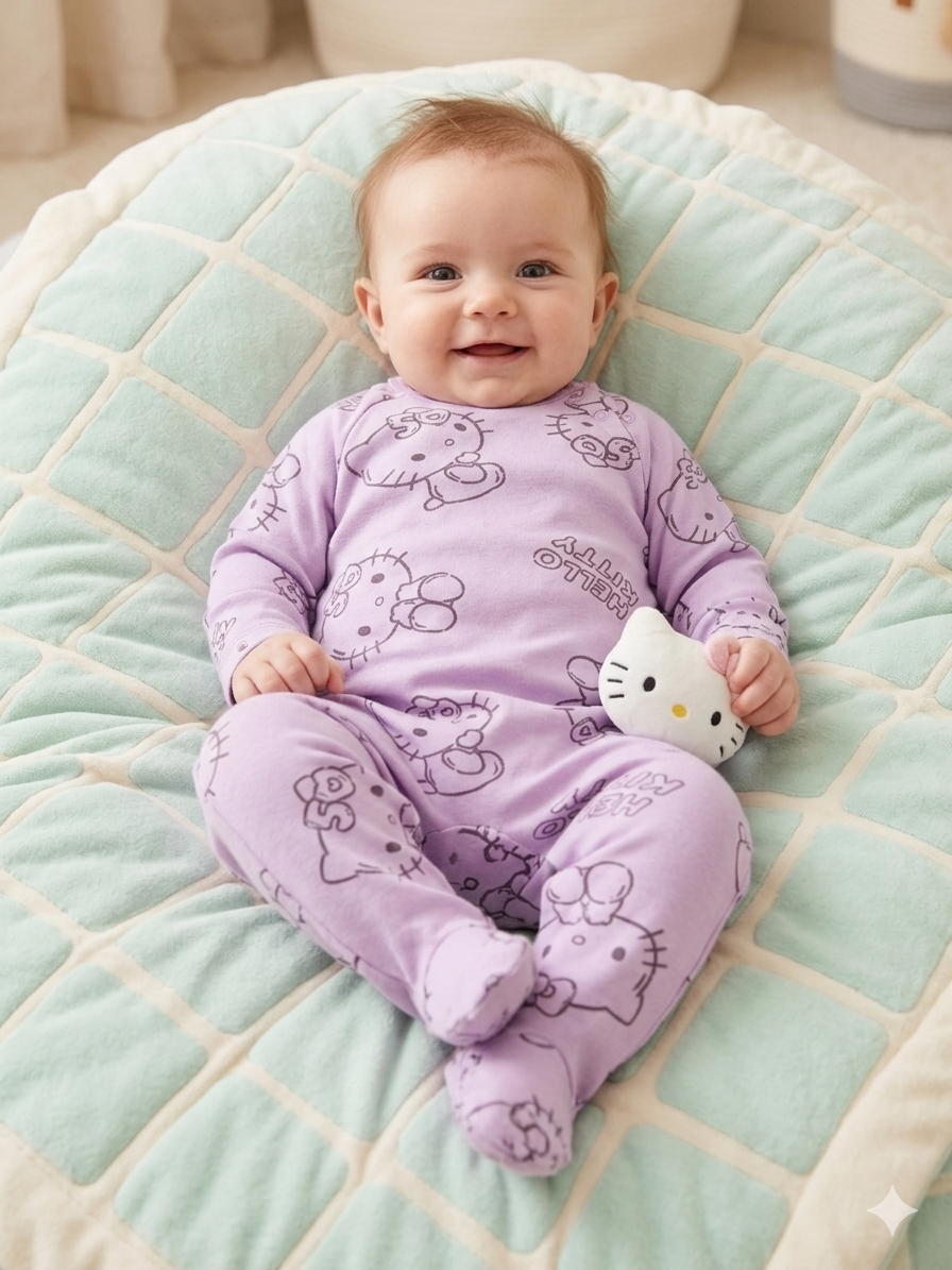 Violet kitty -Baby Jumpsuits