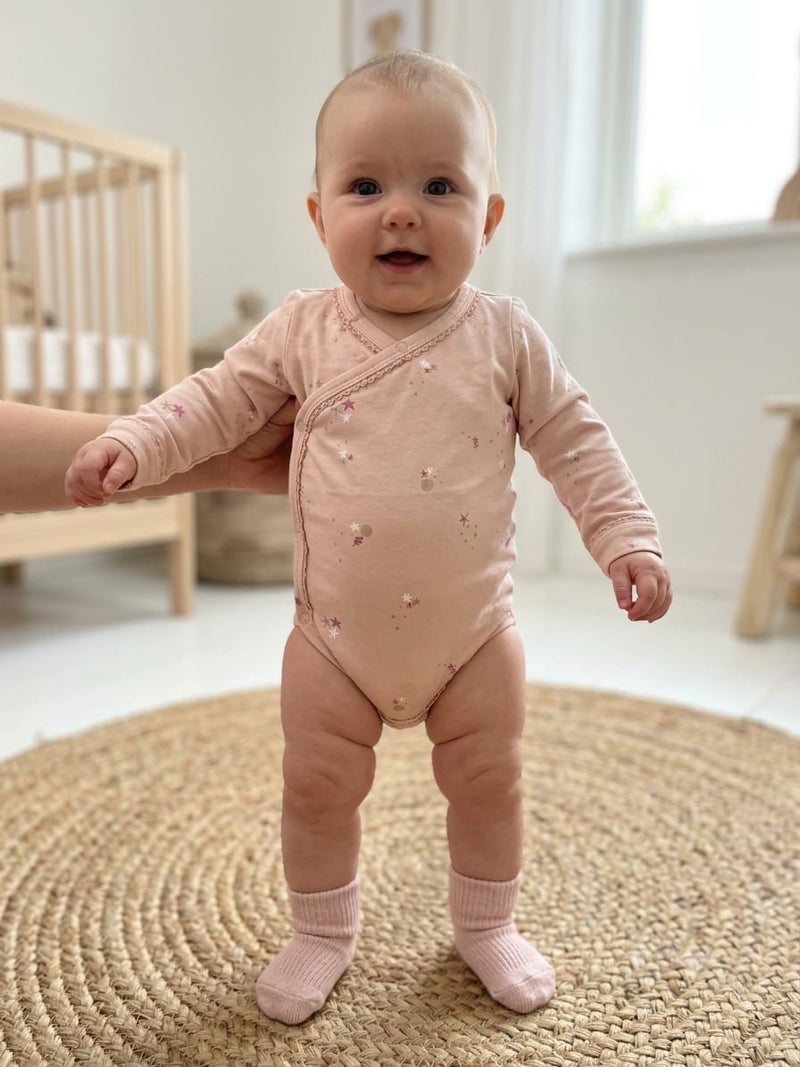 Peach pink sea theme Baby romper full sleeve