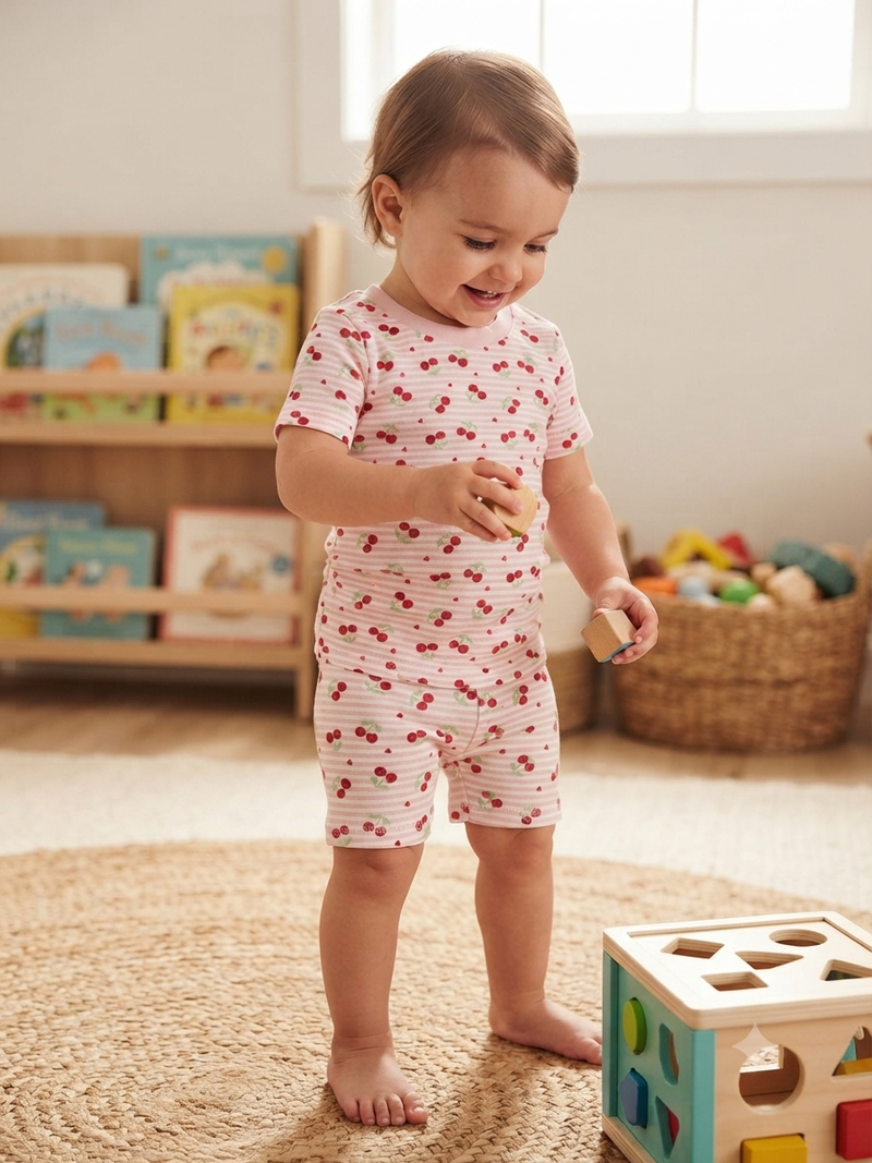 Pink with red cherry’s  -Kids Co-Ord Set premium quality