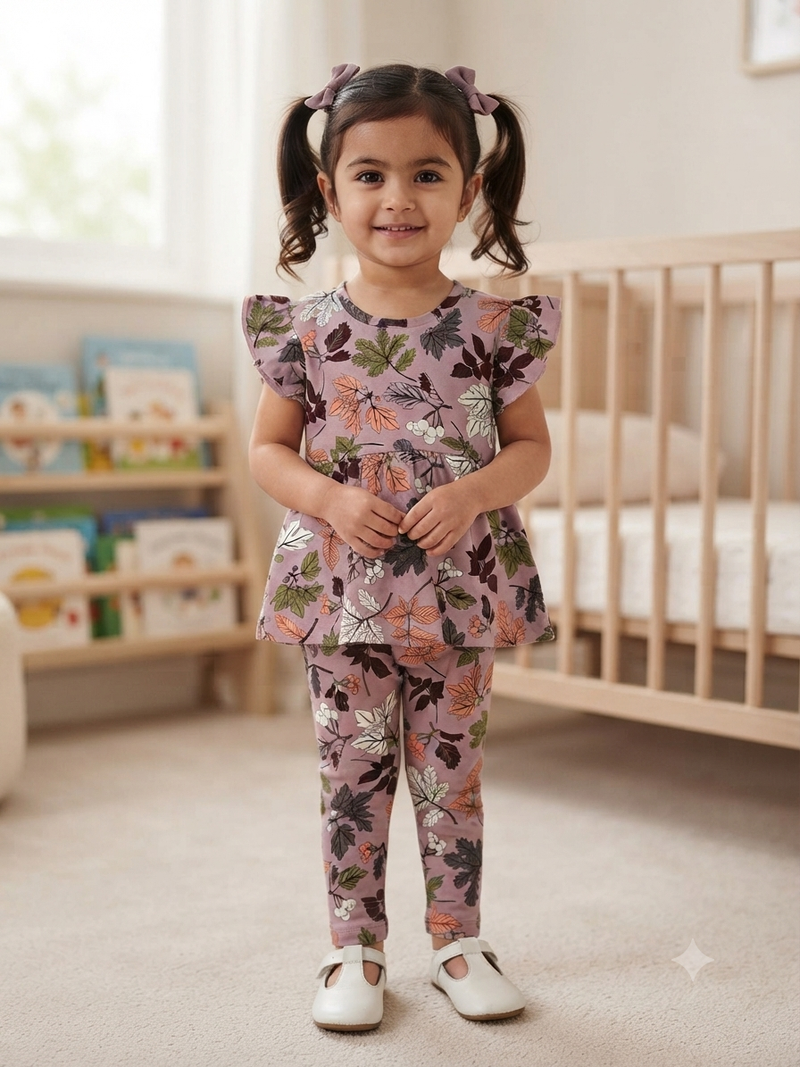 Flush Pinky peplum co - ord girls set Sep2