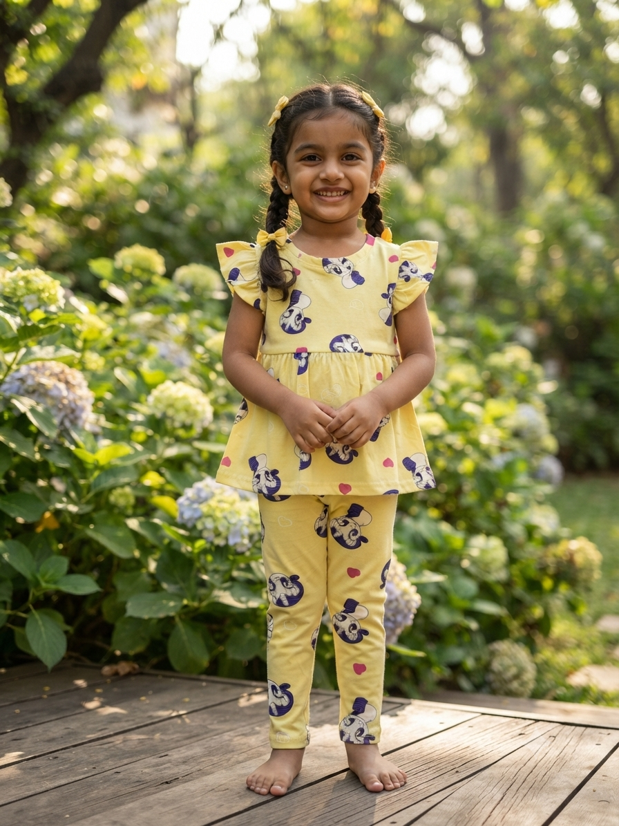 Lemon, yellow unicorn 🦄 Peplum Co-Ord Girls Set