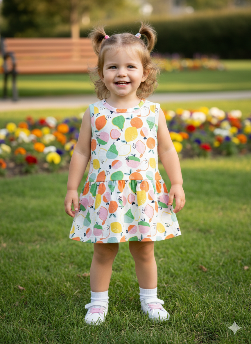 Multi colour fruit -baby sleeveless top