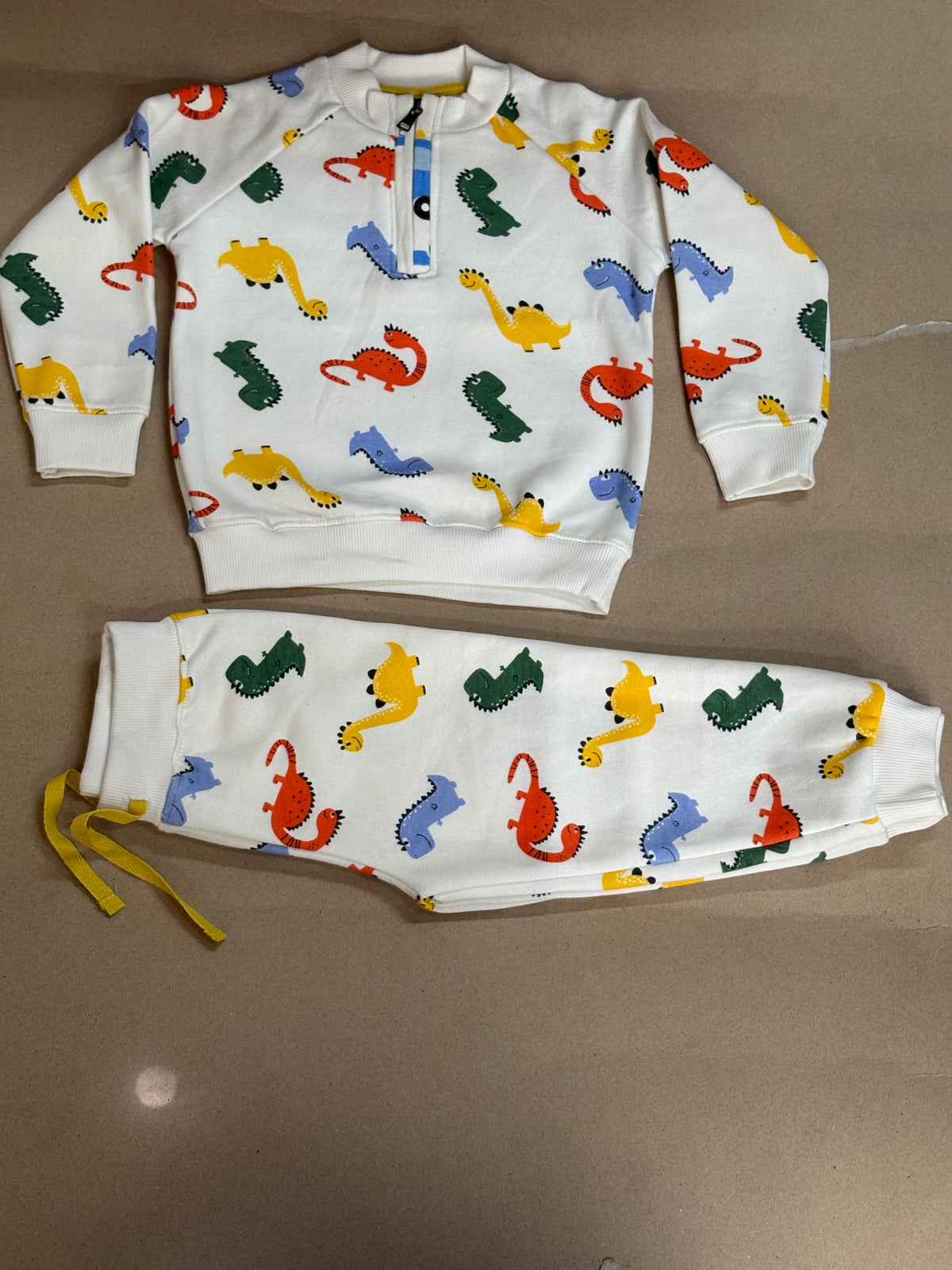 Off white colorful dinosaur print- Baby winter set