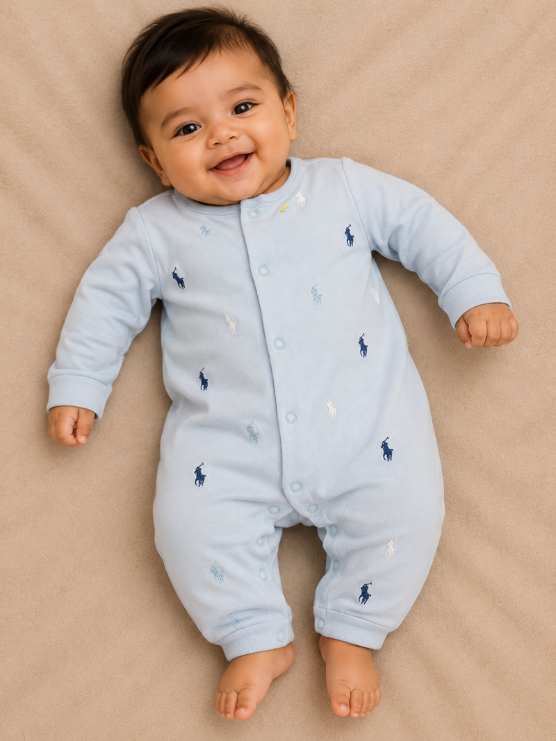 Light blue horse-full Jumpsuits