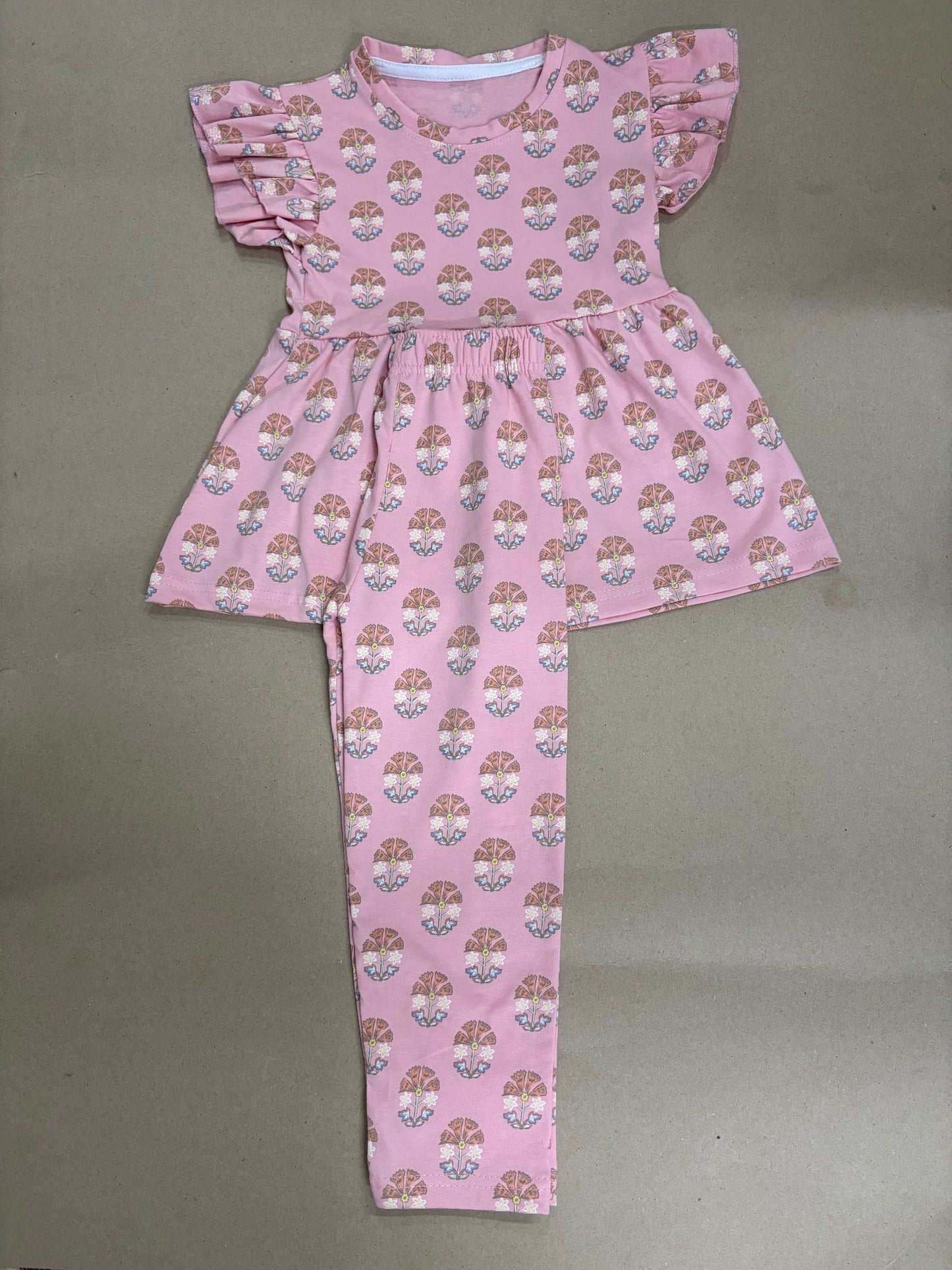 Soft pink floral motif21/8-Peplum Girls set