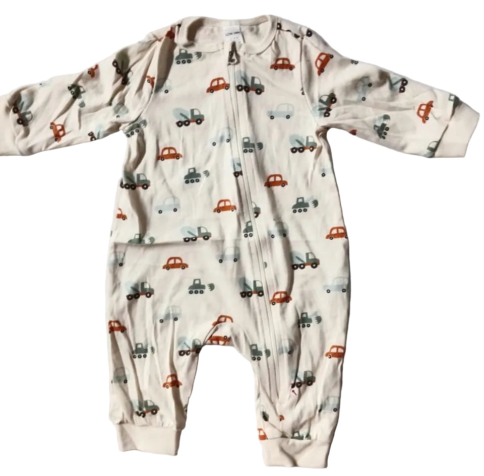 Half white with 🚗 -Baby Jumpsuits