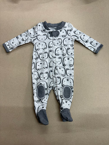 Grey Teddy face with shoe (zipper)-Baby High quality jumpsuit