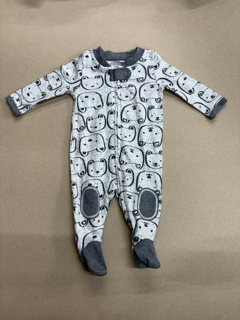 Grey Teddy face with shoe (zipper)-Baby High quality jumpsuit