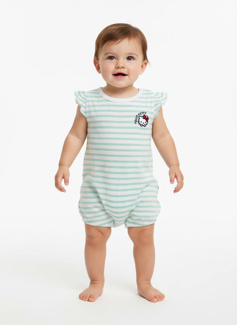Light green kitty-Baby Jumpsuit