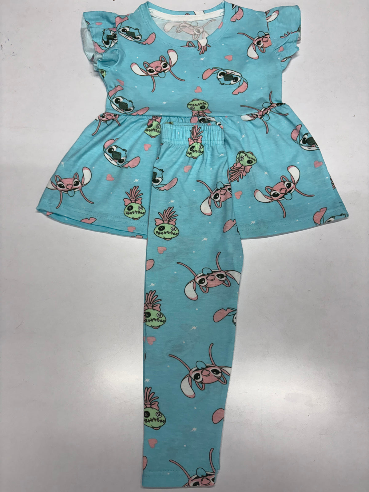 Peacock, blue, stitch Peplum Co-Ord Girls Set