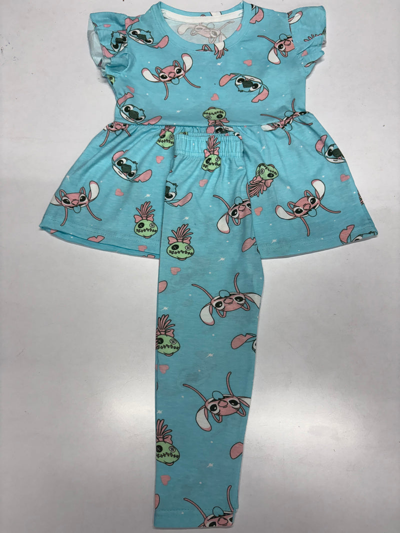Peacock, blue, stitch Peplum Co-Ord Girls Set