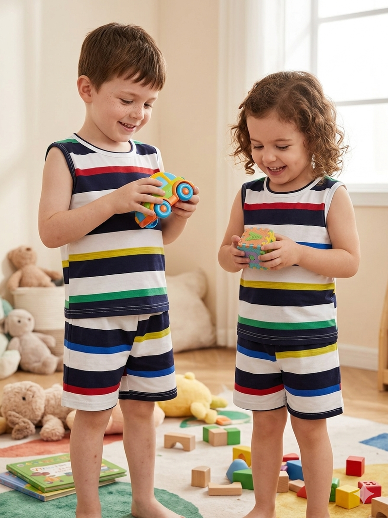 Multicolored striped -Sleeveless co-ords