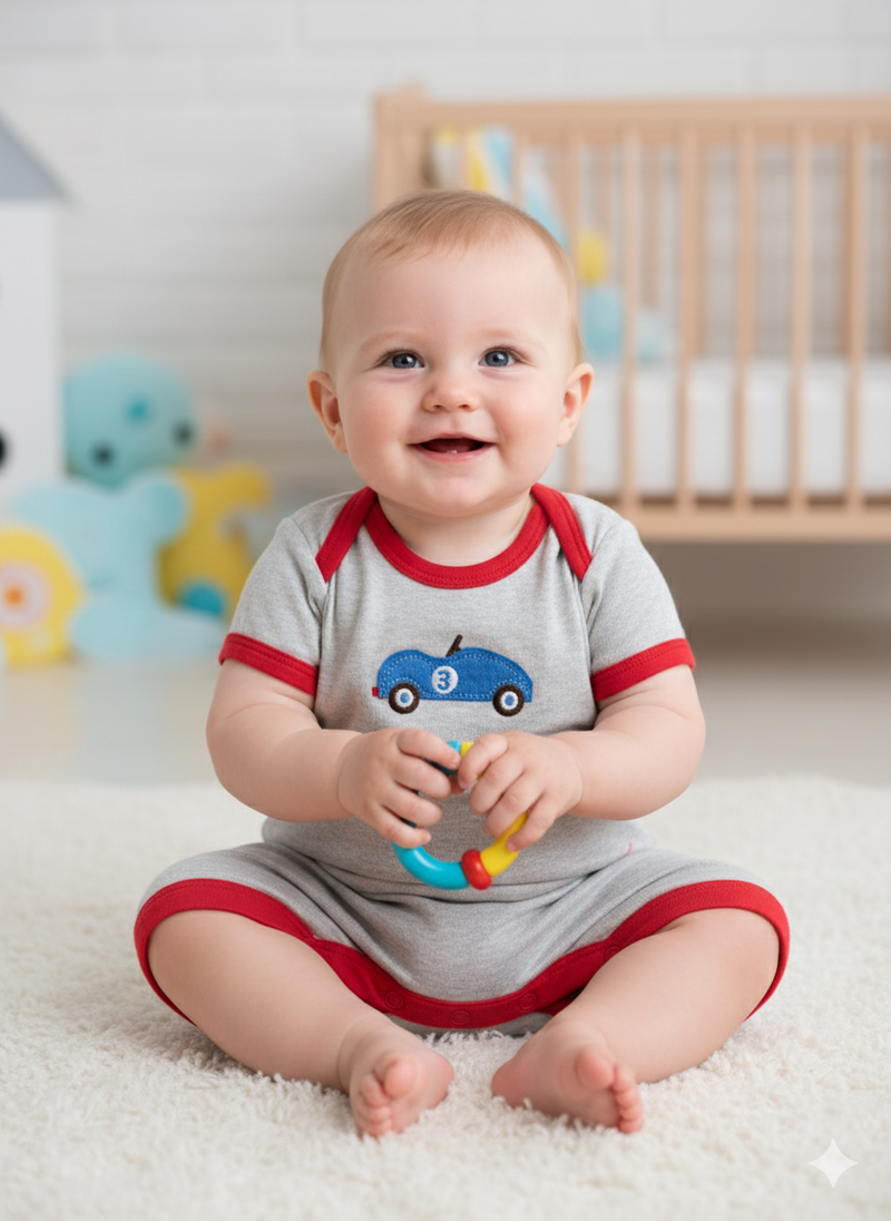 Grey blue car 🚙 -Baby High Quality half Jumpsuits