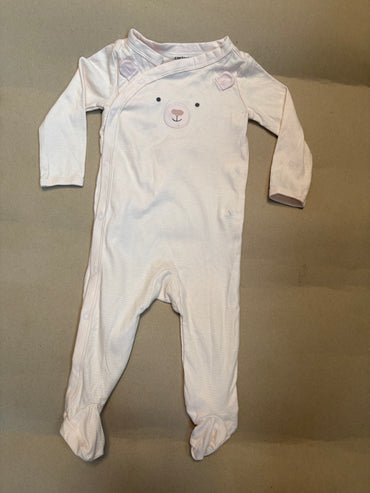 Baby pink with teddy face with shoe (snap button)-Baby Jumpsuits