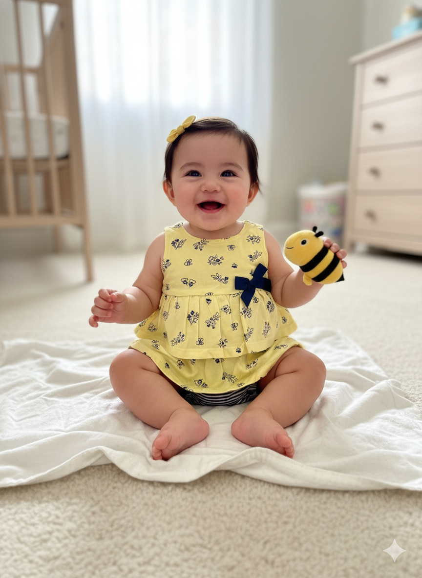 Navy with yellow Onesie frock