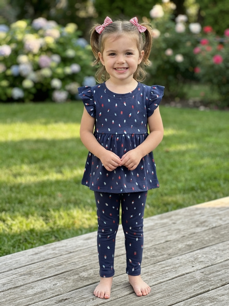 Dark blue Peplum Co-Ord Girls Set