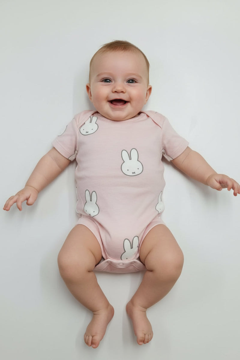 Baby pink rabbits-Baby Romper