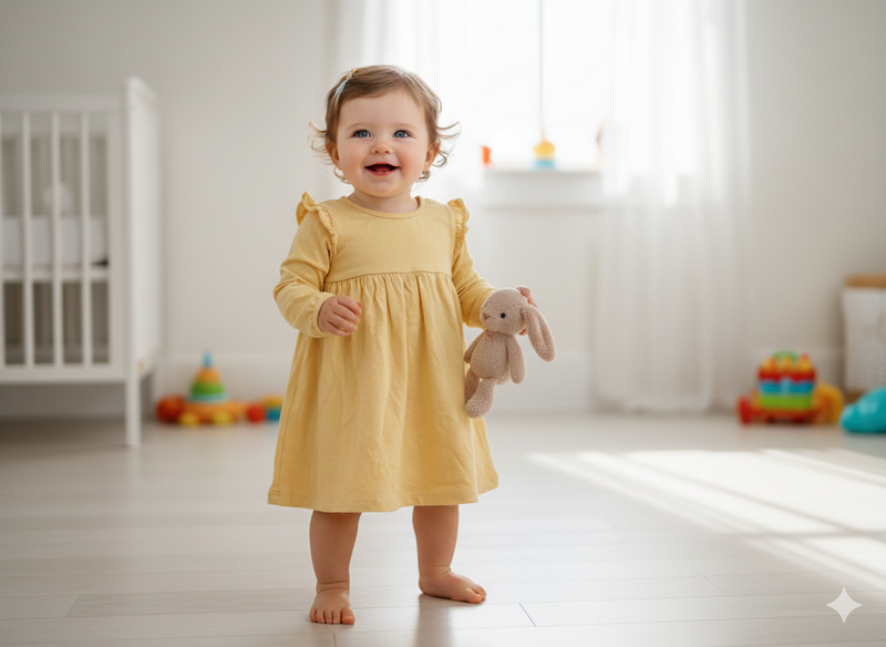 Yellow -Baby full sleeve frock