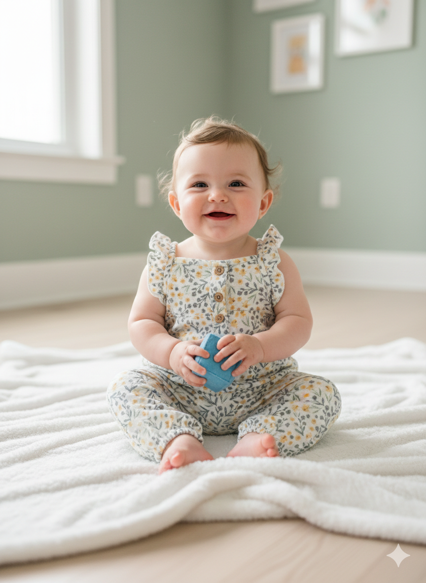 Green with yellow with multi floral- Baby Jumpsuits
