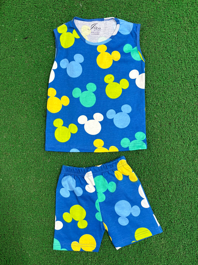 Blue with teddy face- Sleeveless co-ords-4