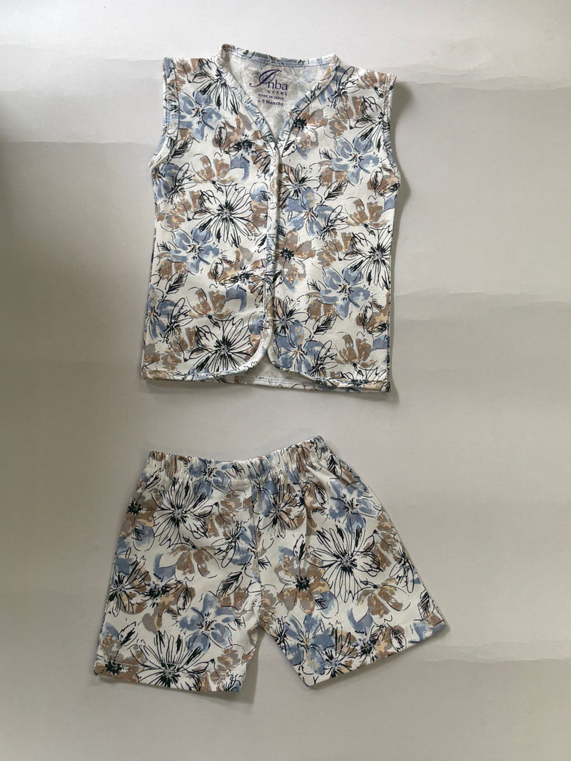 Floral -Sleeveless Jabla shorts set