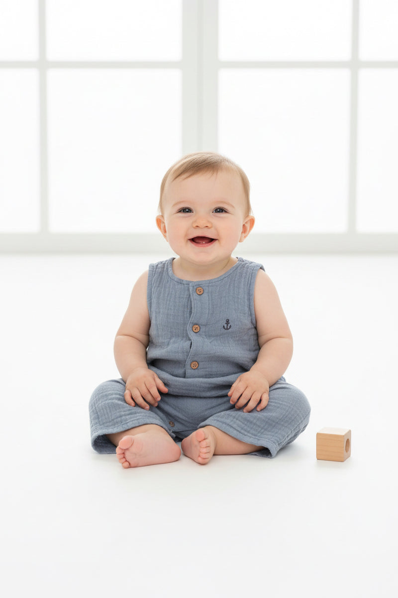 Blue-Baby Half Jumpsuit