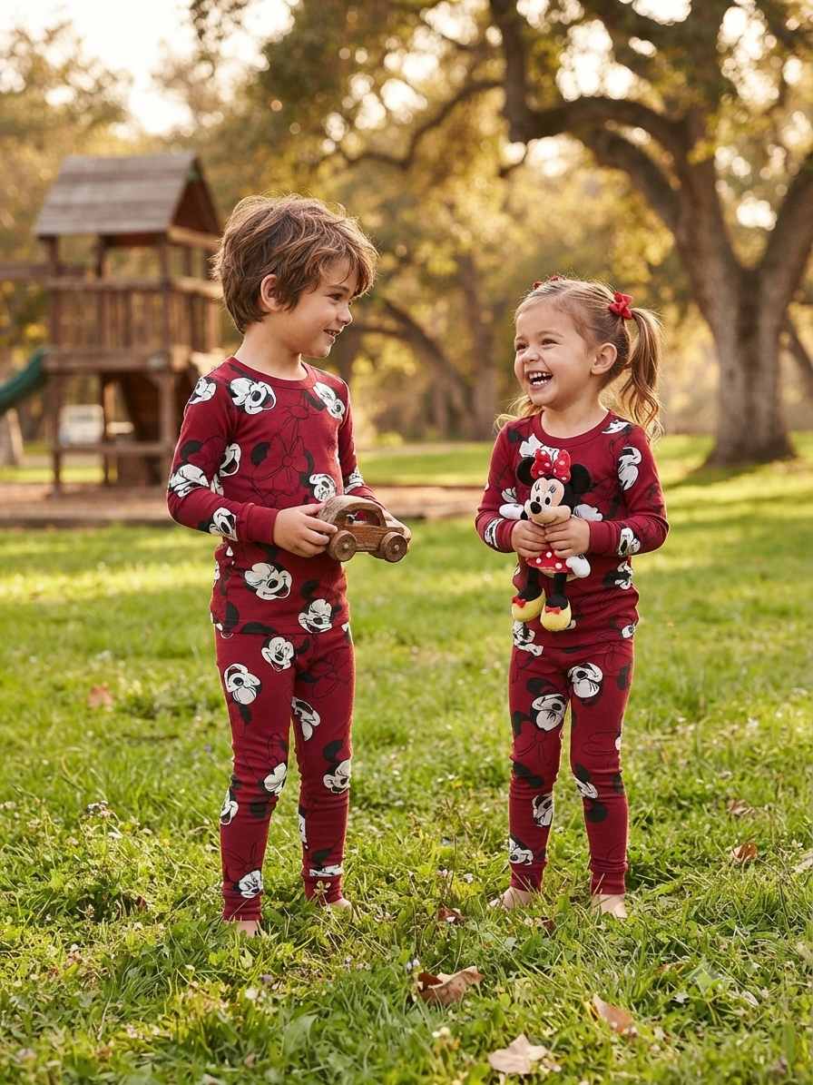 red cartoon character print kids winter night suit full sleeve 1 to 10 years – Inbawears