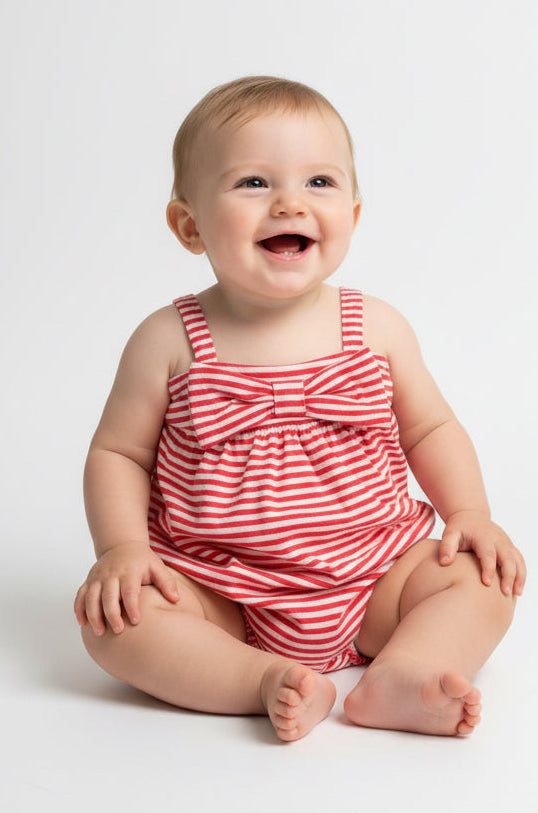 Red with white stripes 🔴- Baby Romper