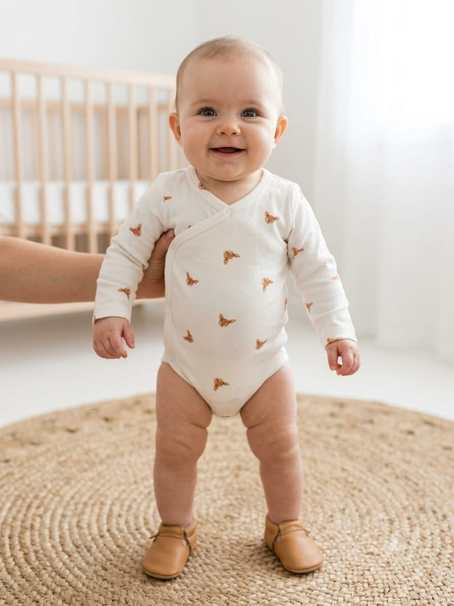 White dear Baby romper full sleeve