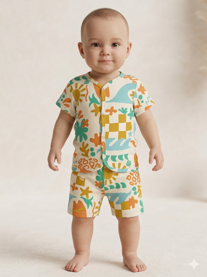 Beach theam -Half Sleeve Jabla Short sets