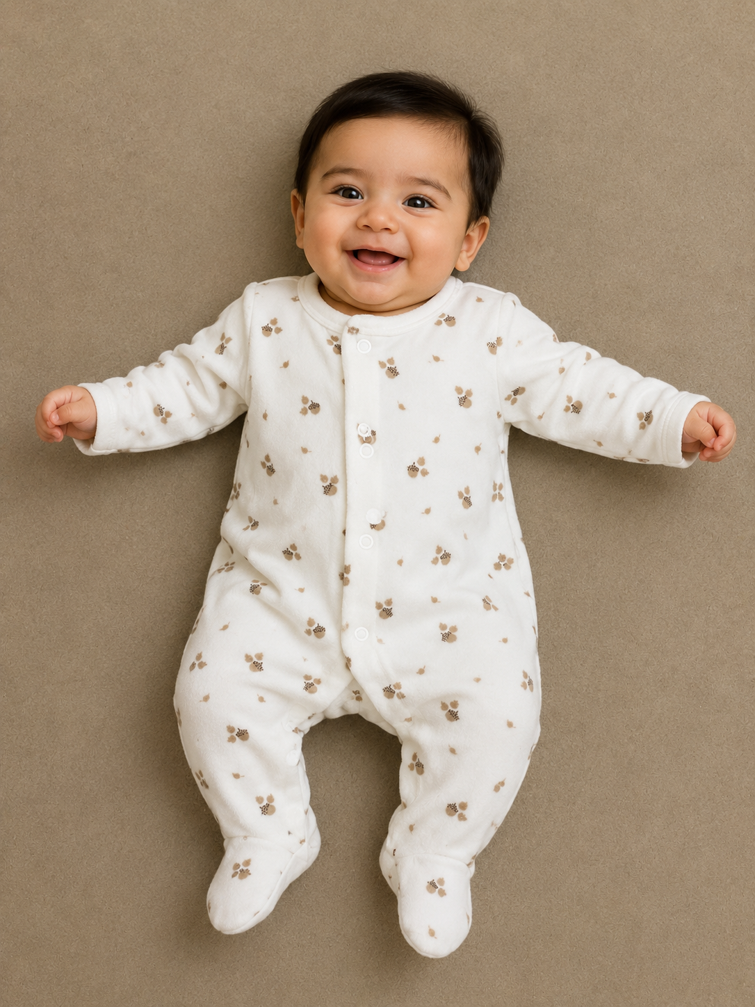 White brown design -Baby full shoes Jumpsuits