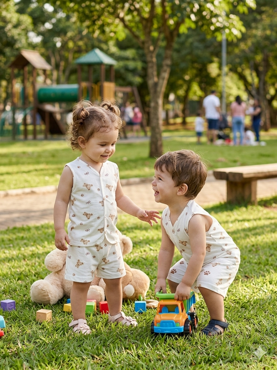 With with Brown Teddy 🧸- Sleeveless Jabla shorts set