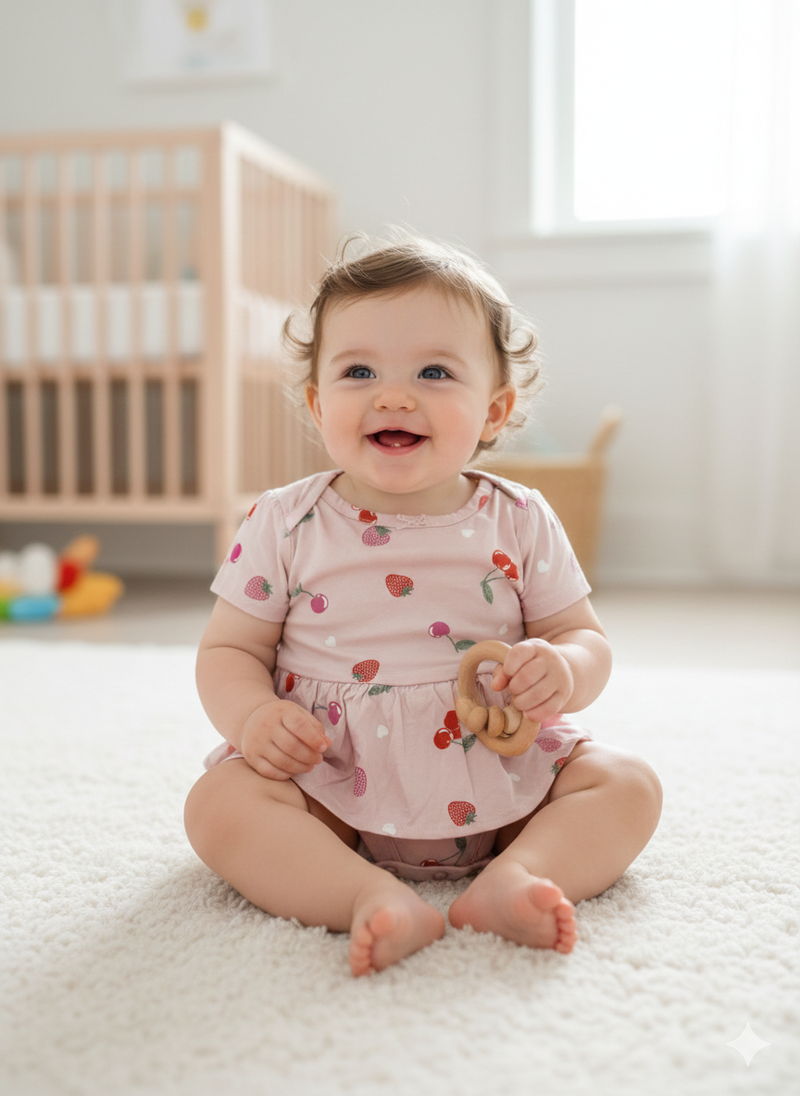Pink cherry & starberry -Onesies frock