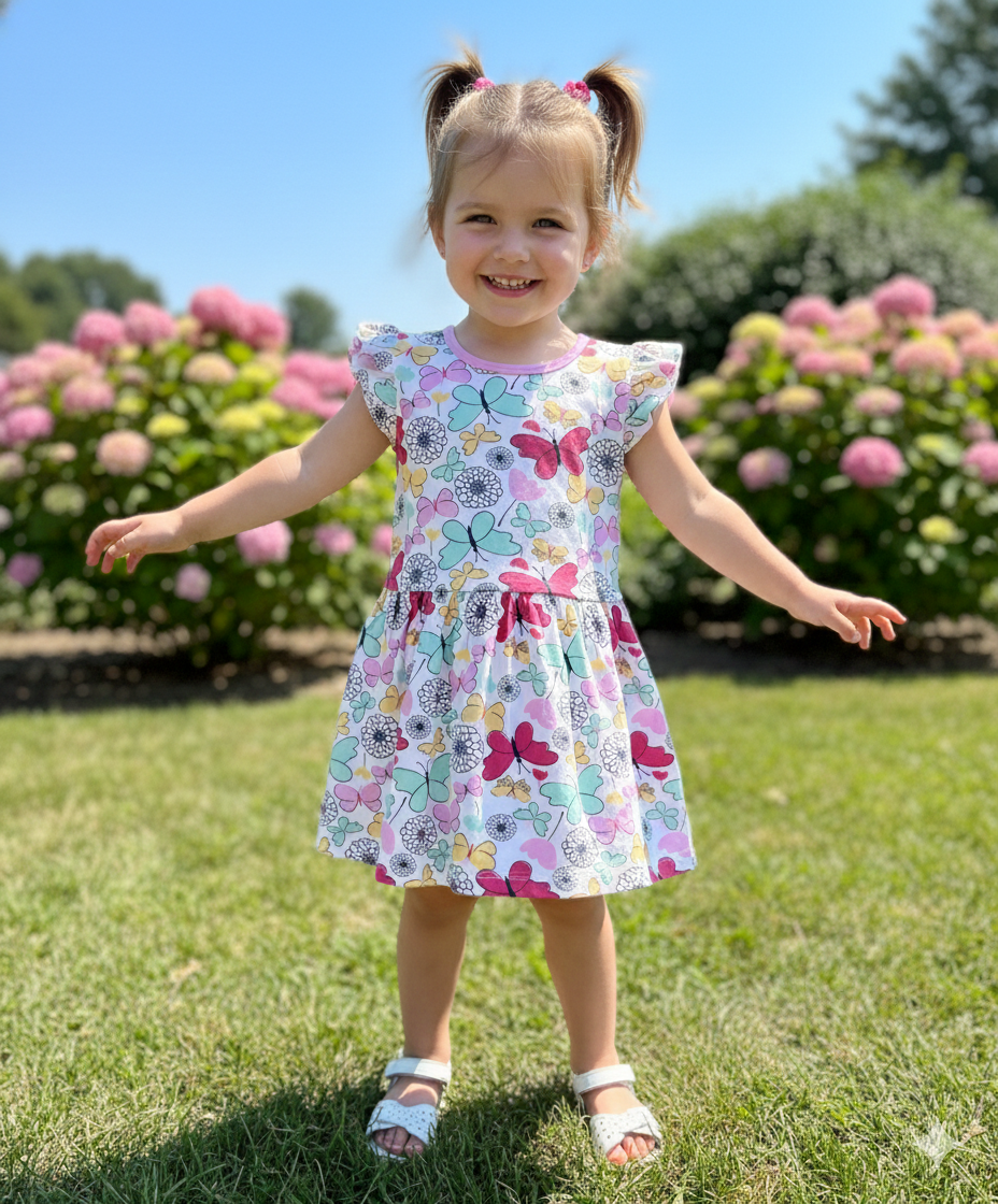 Multi colour butterfly-  baby frock