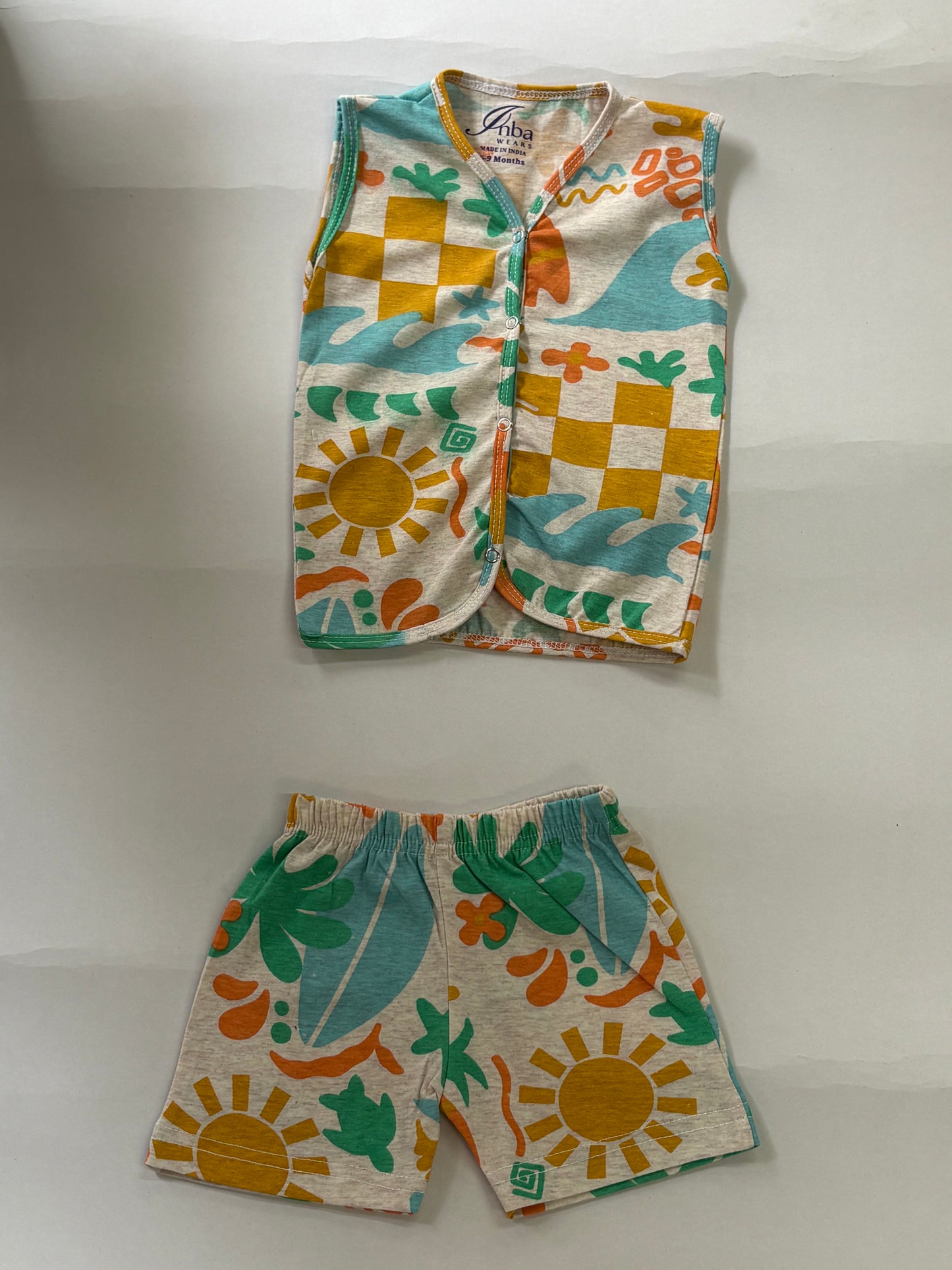 Beach theam- Sleeveless Jabla shorts set
