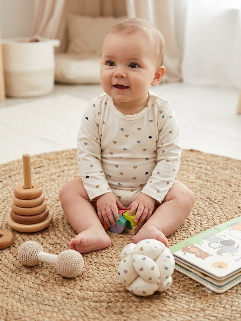 Light white multi colour hearts Baby  romper