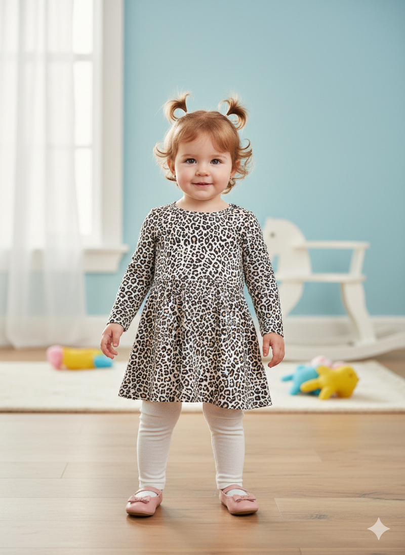 Black chita print -Baby full Sleeve top