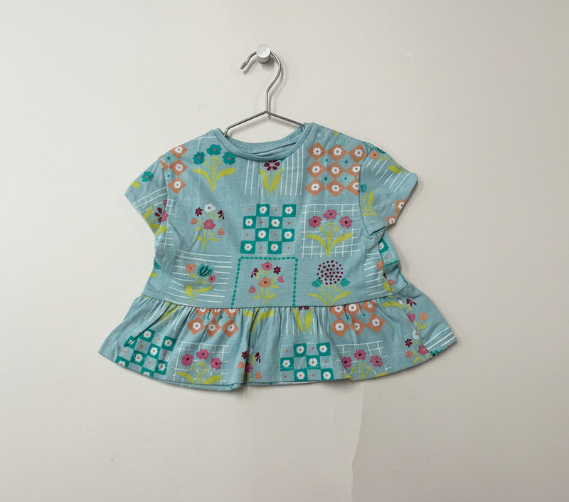 Green flower-Baby Sleeve top