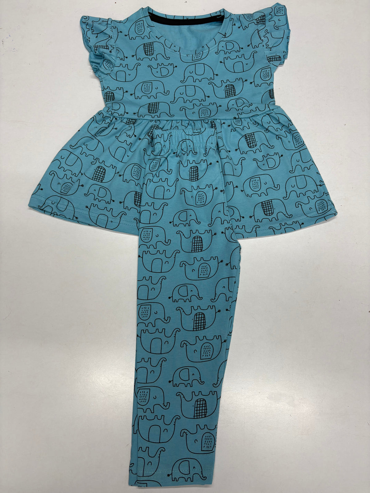 Blue, elephant Peplum Co-Ord Girls Set