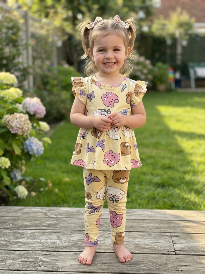 Light yellow Peplum Co-Ord Girls Set