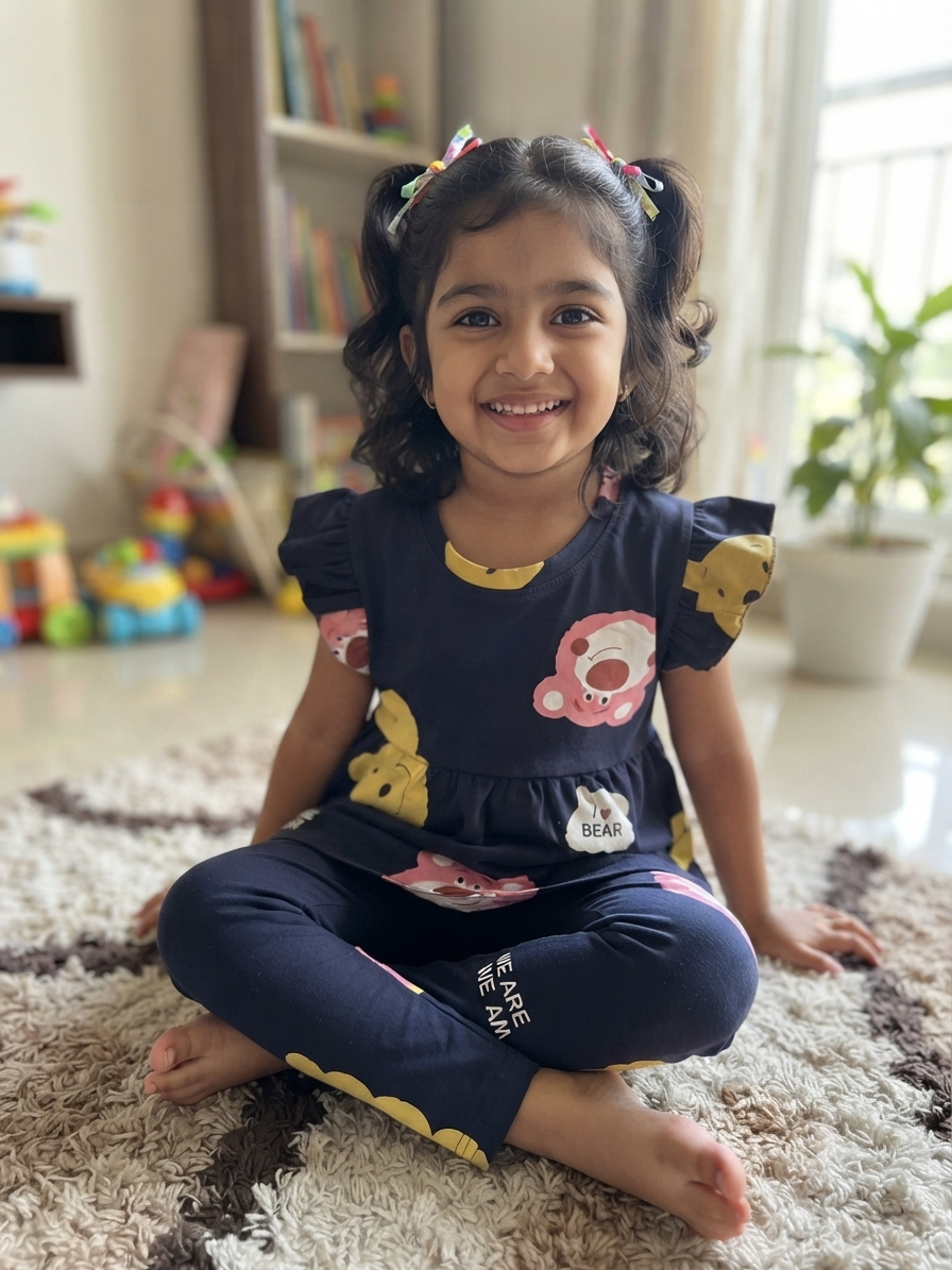 Dark Blue peplum co - ord girls set Sep1