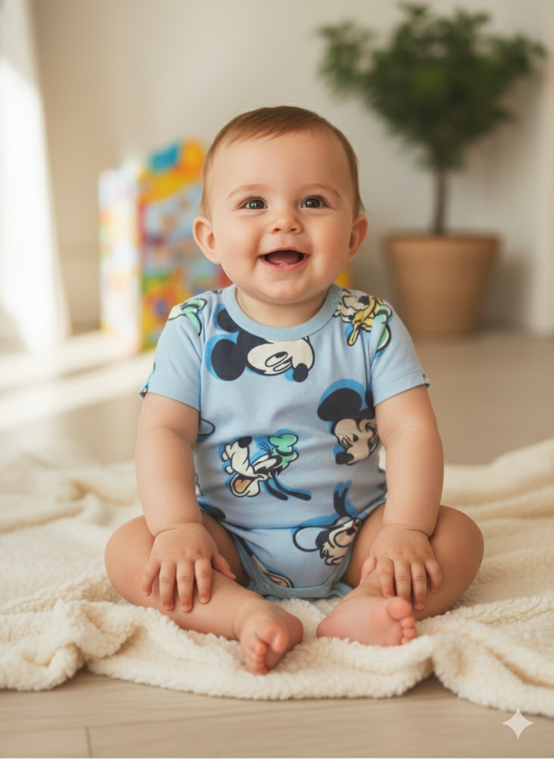 Blue mickey & duck- Baby half Jumpsuits