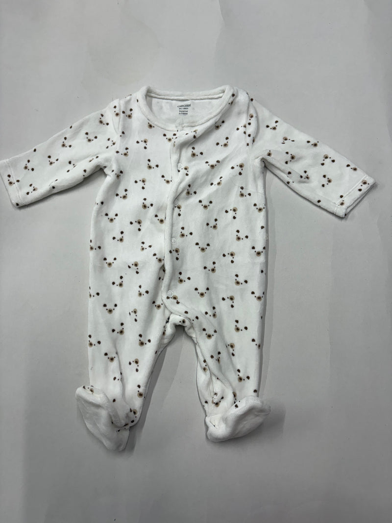 White with small brown teddy - Baby full Jumpsuits