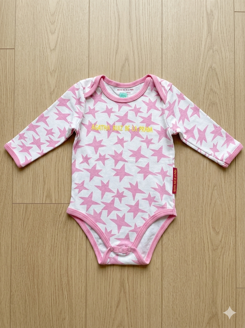 White with pink star - Baby Romper