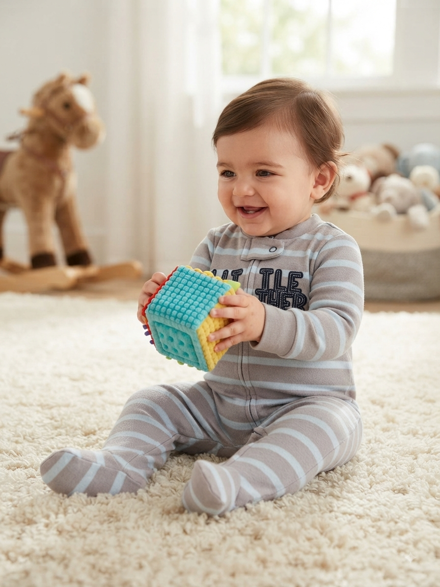 Gray and blue striped with shoe (zipper)-Baby High quality jumpsuit