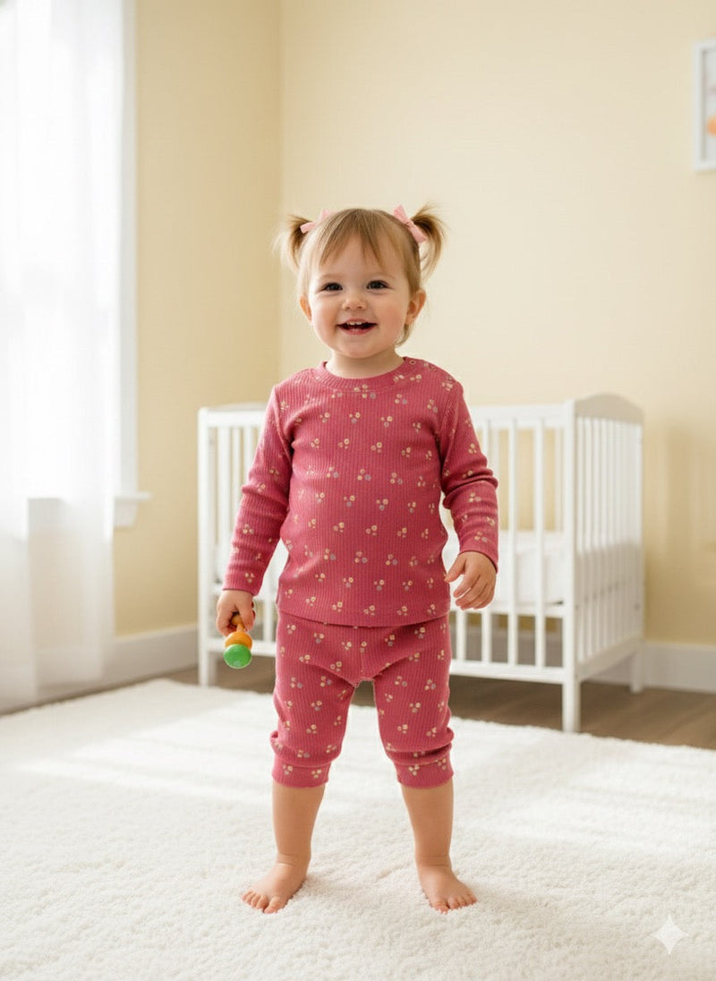 Baby Co-ord sets Full Meroon-(snap button)