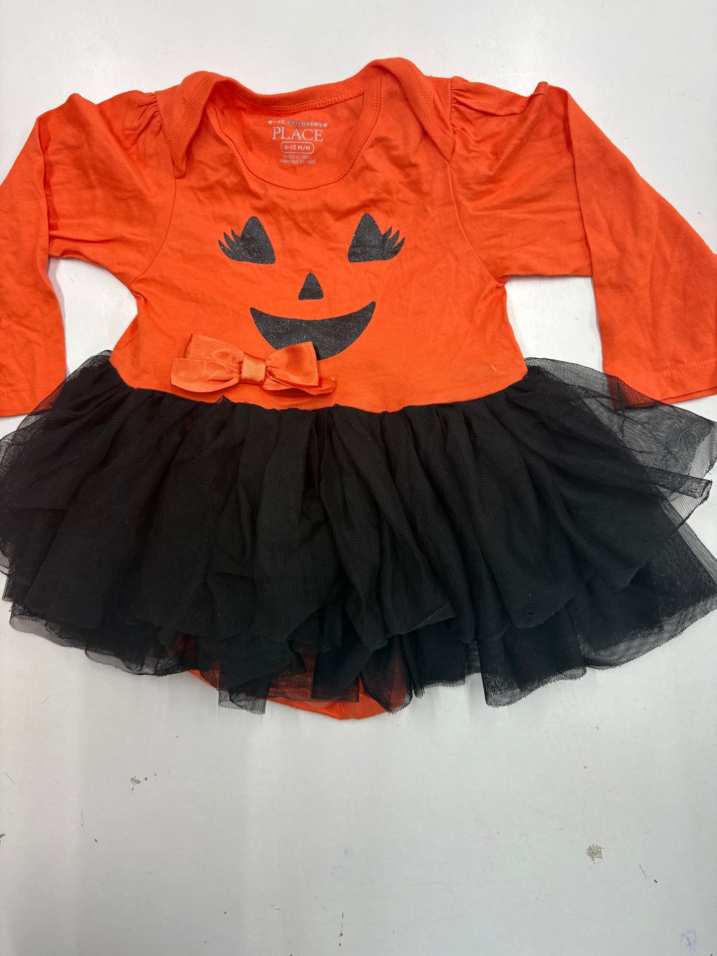 Orange with black -Onesies net full sleeve frock