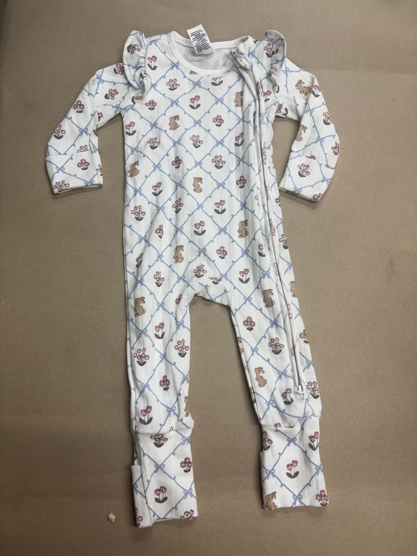 Rabbit 🐇 and florals -Baby jumpsuit
